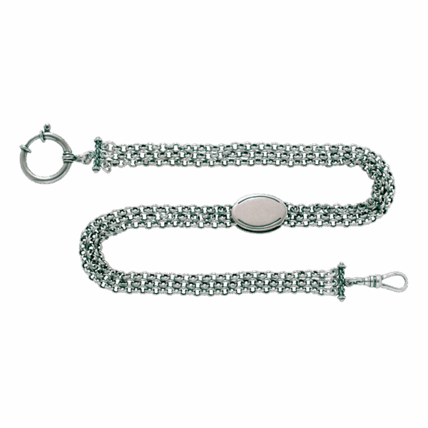 Klokkekjede 37 cm med graveringsfelt 3 rader, oksidert