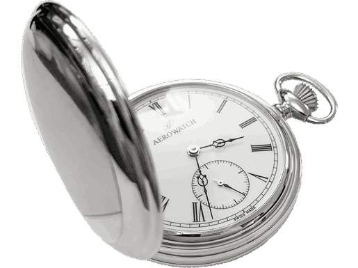 Lommeur herre sølv glatt, opptrekk