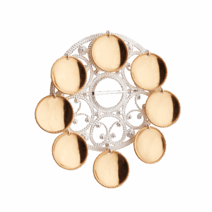 Sølje Agder, med store lauv, kvit/forgylt