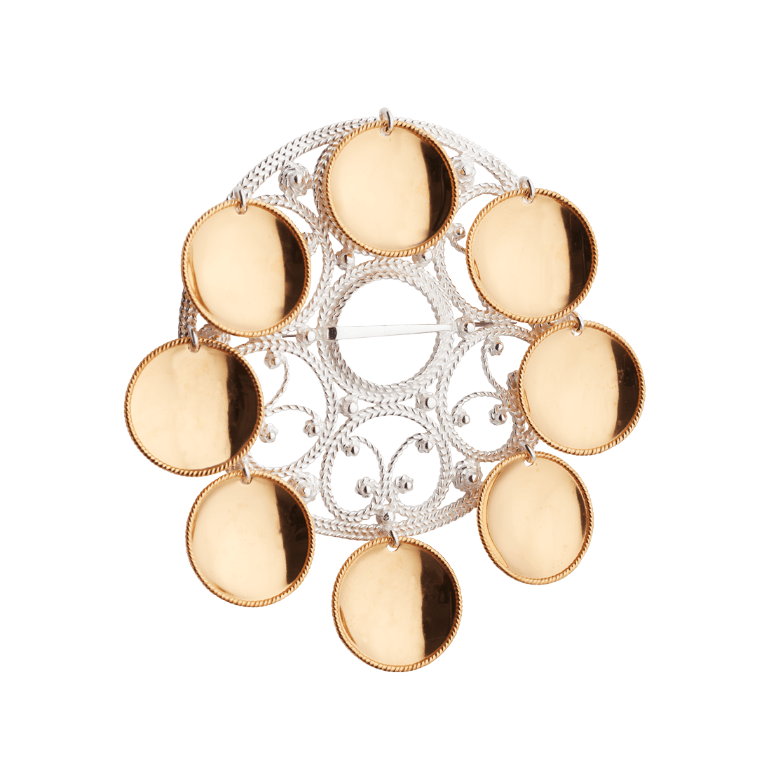 Sølje Agder, med store lauv, kvit/forgylt - Bilde 1