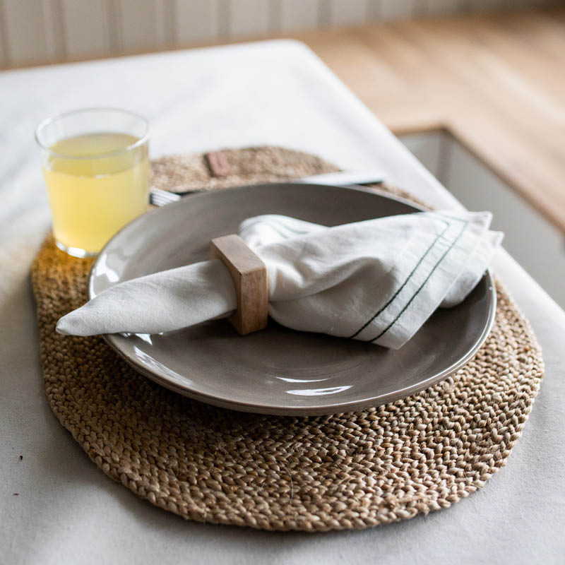 Bordbrikke, jute, oval - Bilde 3