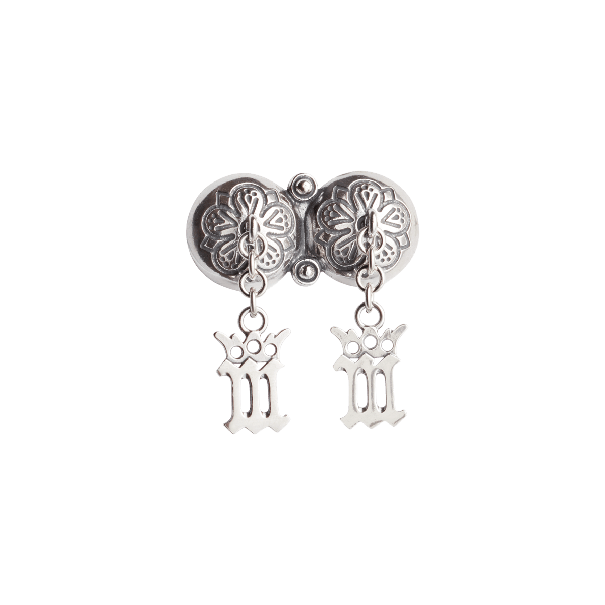 Halsknapp Trønder Mariamonogram, oksidert - Bilde 1