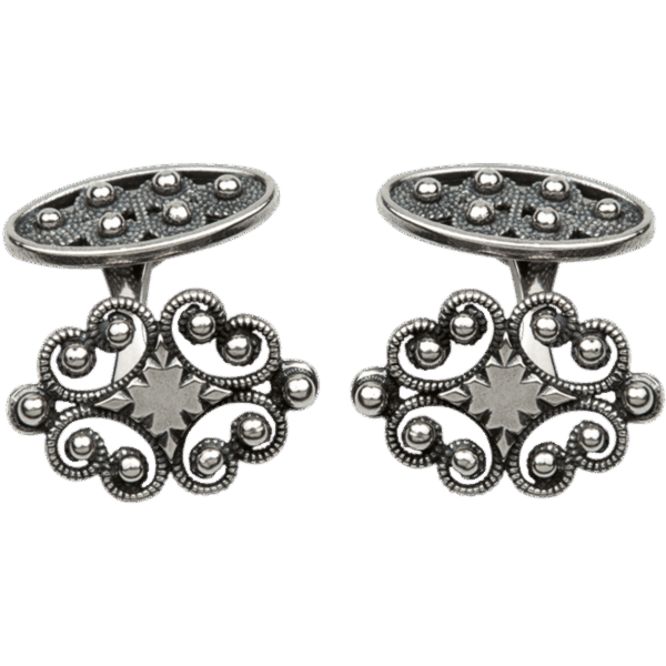 Mansjettknappar Nordmøre oval, oksidert