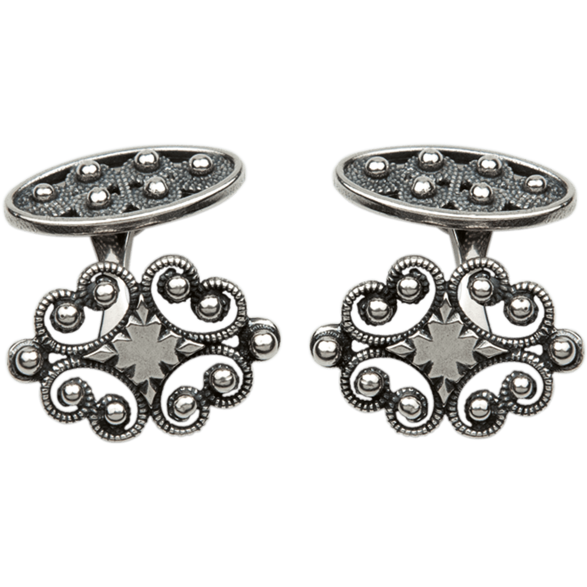 Mansjettknappar Nordmøre oval, oksidert - Bilde 1