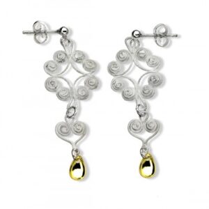 Lang ørepynt, hvit. Nordlandssølv