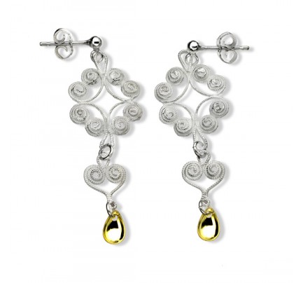 Lang ørepynt, hvit. Nordlandssølv