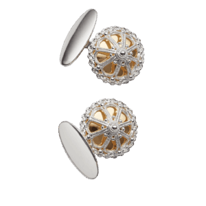 Mansjettknappar, kvit/forgylt