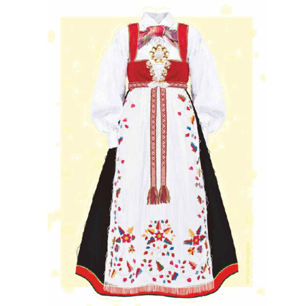 Kort med motiv Åmli damebunad