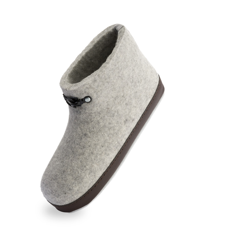 Grå tøfler i filt herre- den orginale Haustøffelen - Bilde 14
