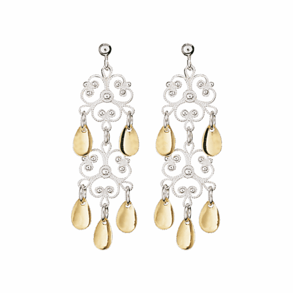 Øyrepynt, kvit/forgylt