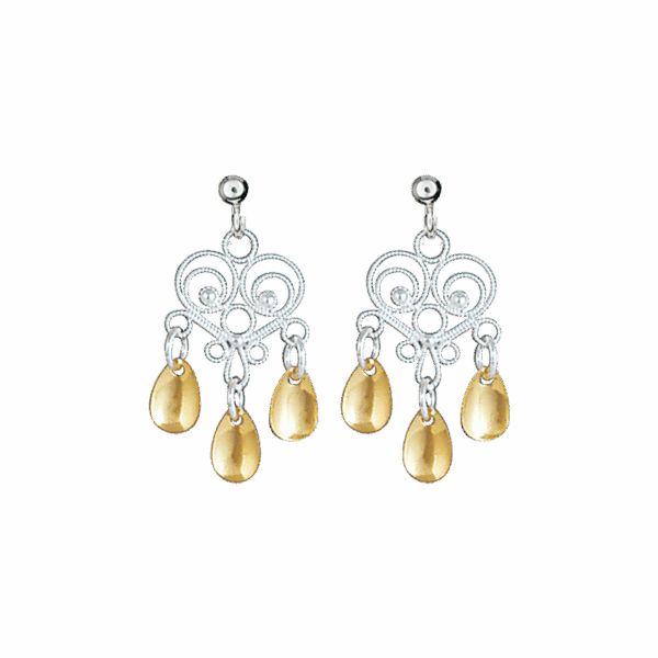 Øyrepynt, kvit/forgylt