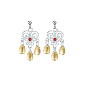 Øyrepynt med stein, kvit/forgylt