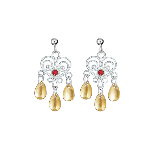 Øyrepynt med stein, kvit/forgylt