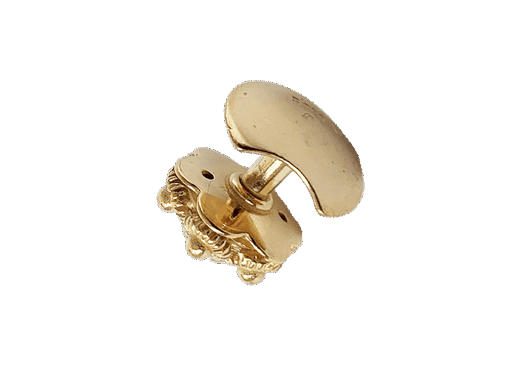 Mansjettknappar Fana med raud stein og stolpe, forgylt