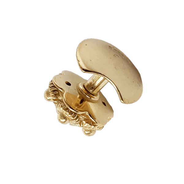 Halsknapp Fana med raud stein og stolpe, forgylt