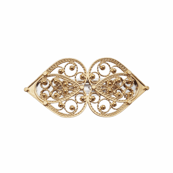 Hårspenne hjartefiligran, stort, forgylt