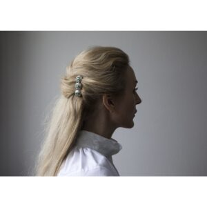 Hårspenne oline med grønn stein, oksidert - Bilde 2