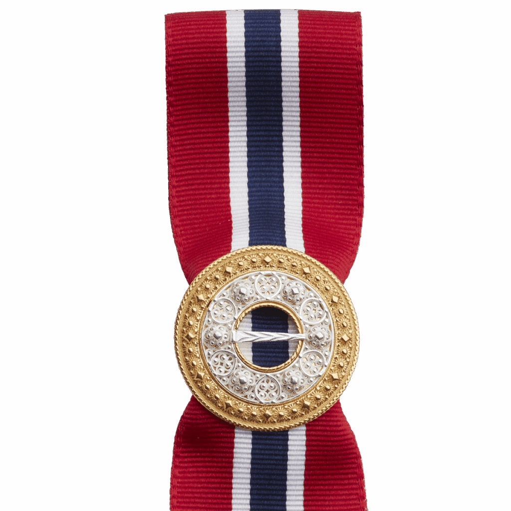 17.mai-sløyfepin 2i1, kvit/forgylt