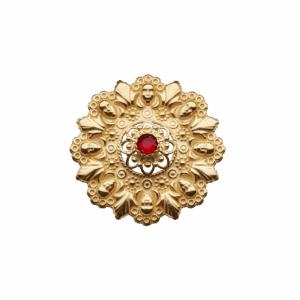 17.mai-sløyfepin 2i1 med raud stein, forgylt - Bilde 4