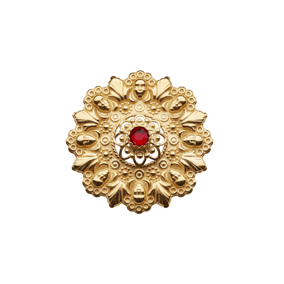 17.mai-sløyfepin 2i1 med raud stein, forgylt - Bilde 4