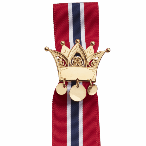 17.mai-sløyfepin 2i1 med graveringsfelt, forgylt