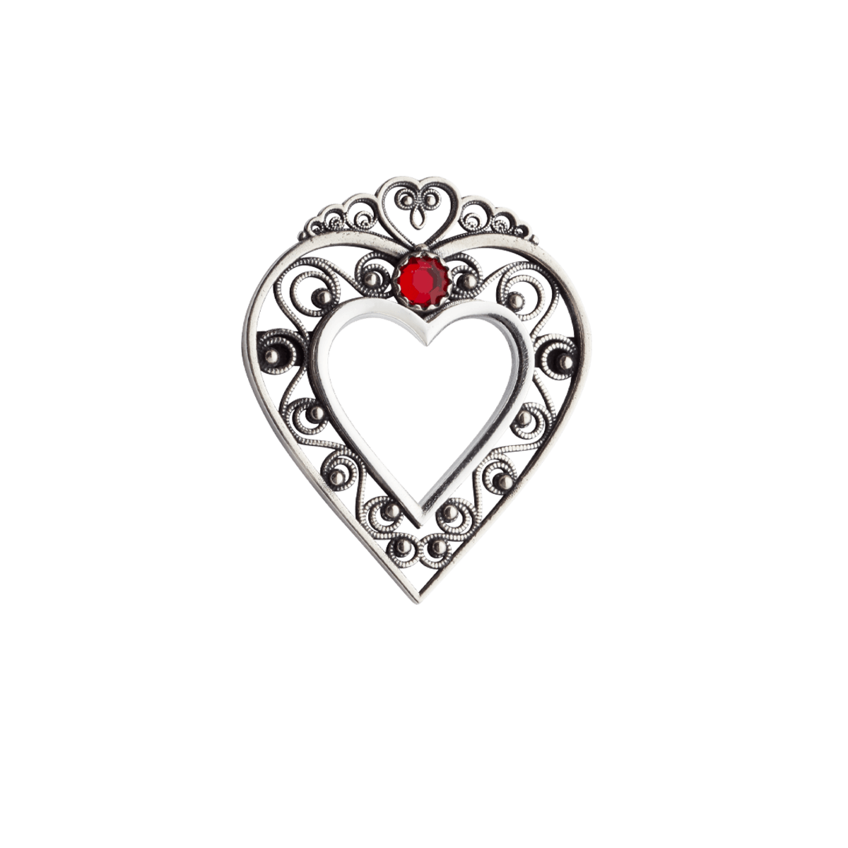 Sølje, hjarte med stein, oksidert - Bilde 1