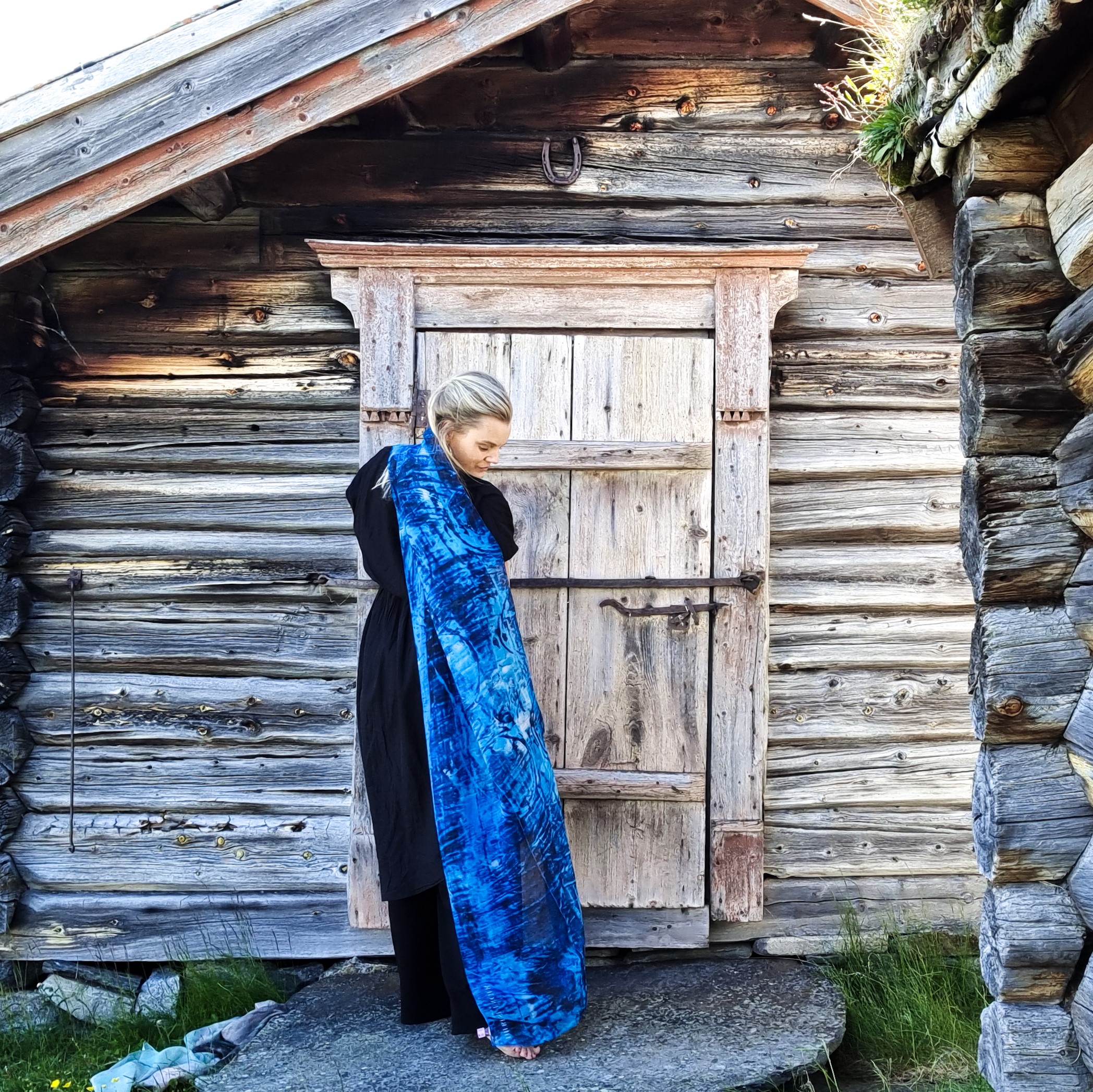 Skjerf Blue waves i lin/modal/silke - Bilde 1