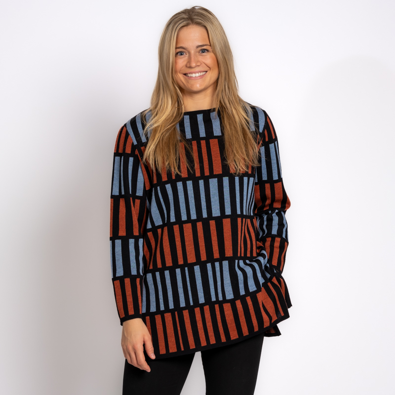 Lang genser lys blå/terrakotta - Bilde 1