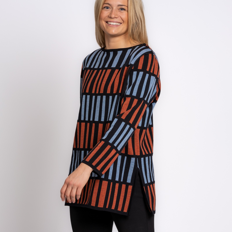 Lang genser lys blå/terrakotta - Bilde 2