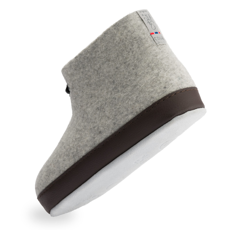 Grå tøfler i filt dame - den originale Haus tøffelen - Bilde 4