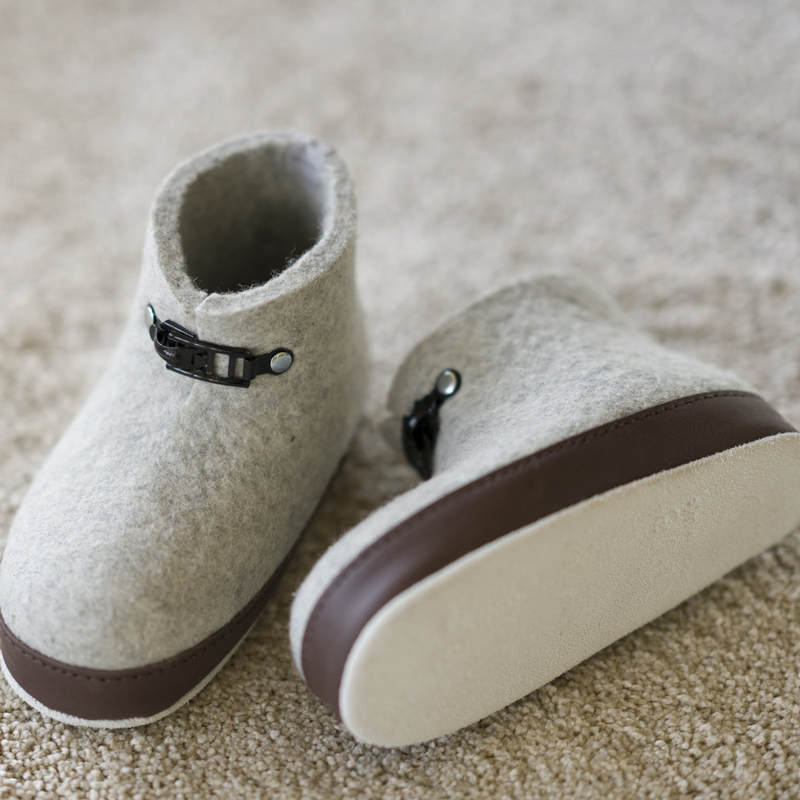 Grå tøfler i filt dame - den originale Haus tøffelen - Bilde 5