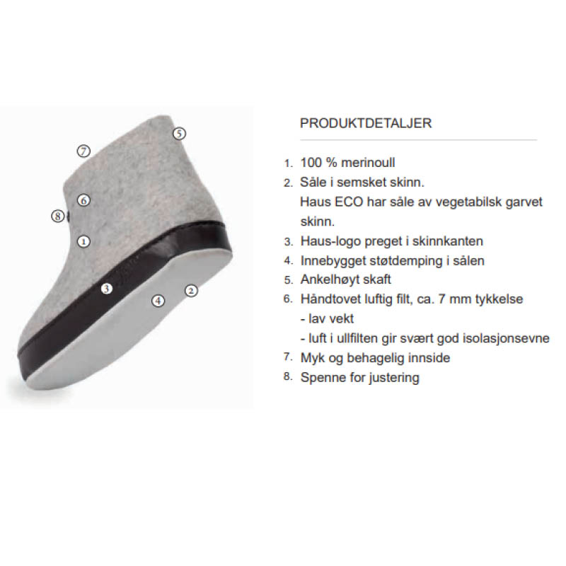 Grå tøfler i filt herre- den orginale Haustøffelen - Bilde 10
