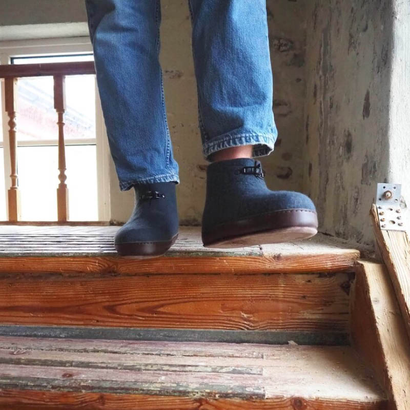 Blå tøfler i filt - Den originale Haustøffelen - Bilde 5