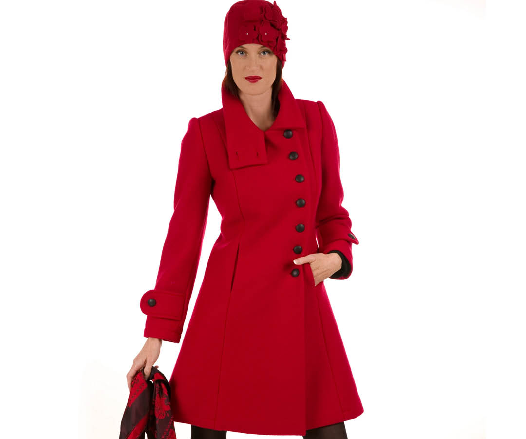 Helle tovet ullkåpe rød - Bilde 7