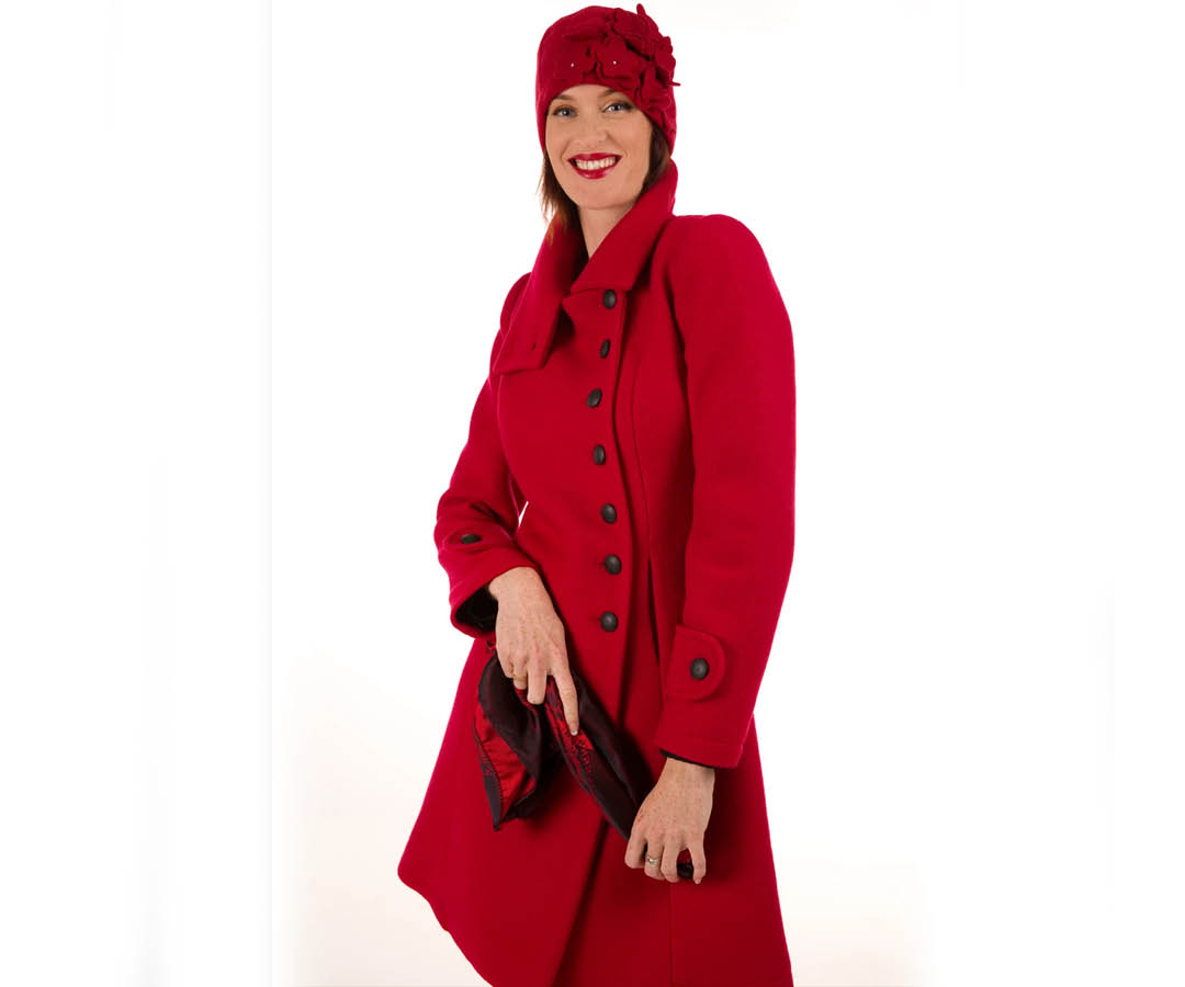 Helle tovet ullkåpe rød - Bilde 6