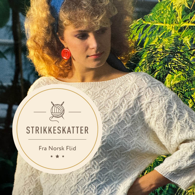 Strikkeskatt genser med flettemønster nr. 506 - Bilde 1