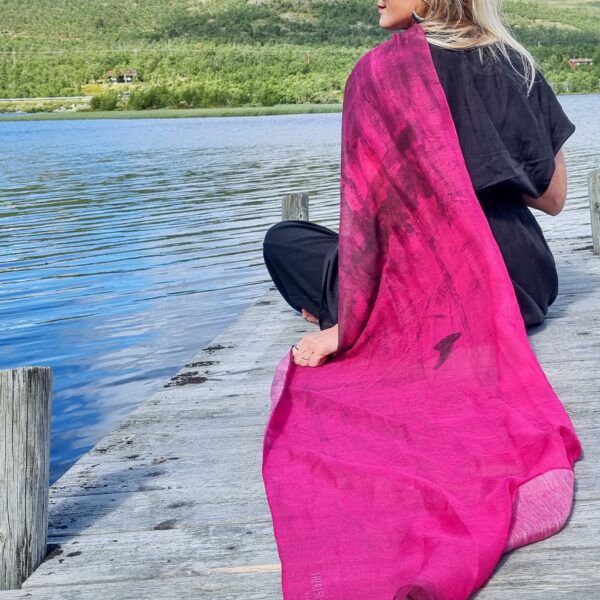 Skjerf Magenta i lin/modal/silke