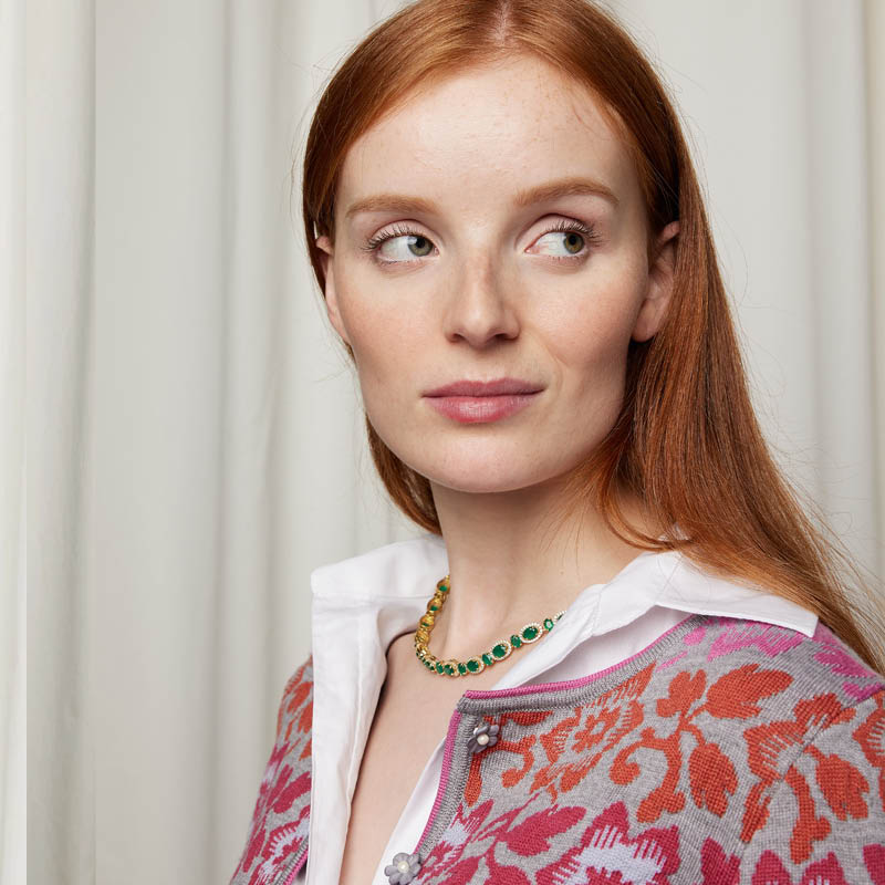 Mellomlang jakke, ull/silke, grå - Bilde 5