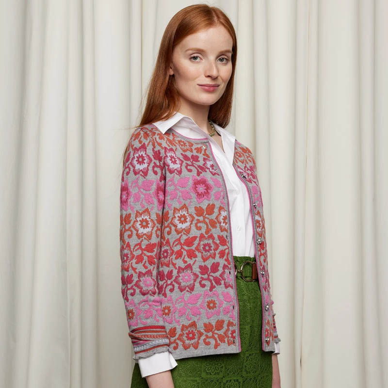 Mellomlang jakke, ull/silke, grå - Bilde 6