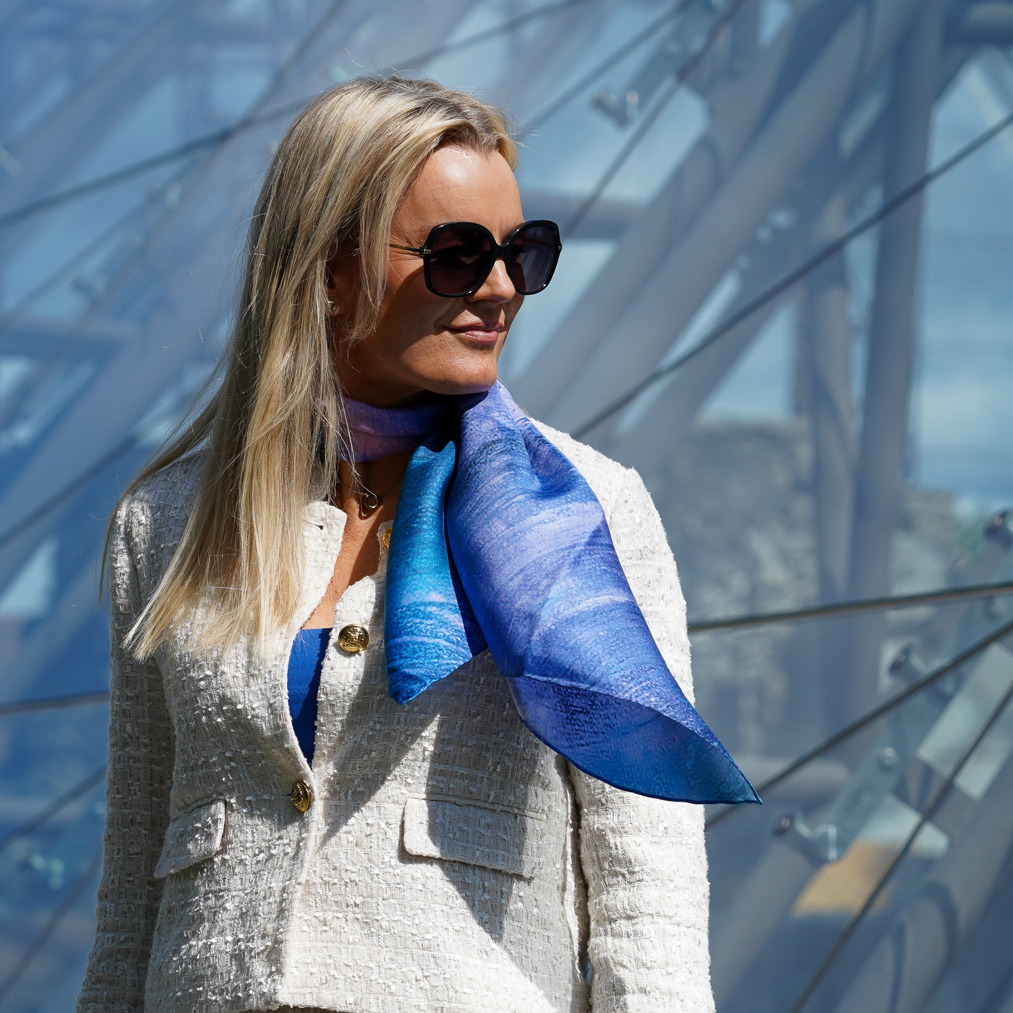 Silkesjal Blurred lines blue - Bilde 1