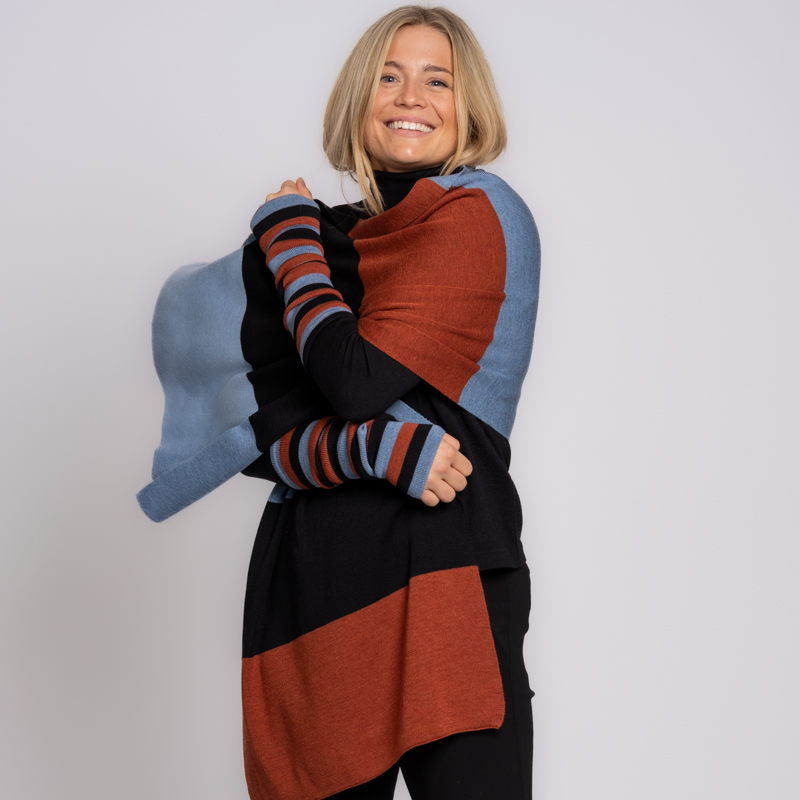 Sjal lys blå/terrakotta - Bilde 1