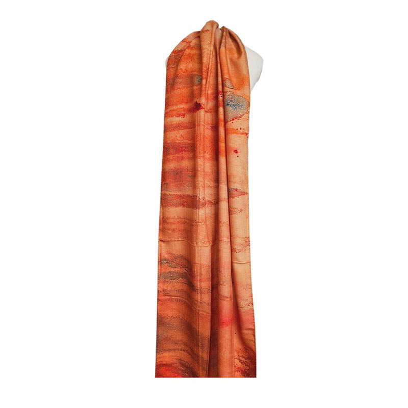 Skjerf i ull og silke Sunset coral - Bilde 6