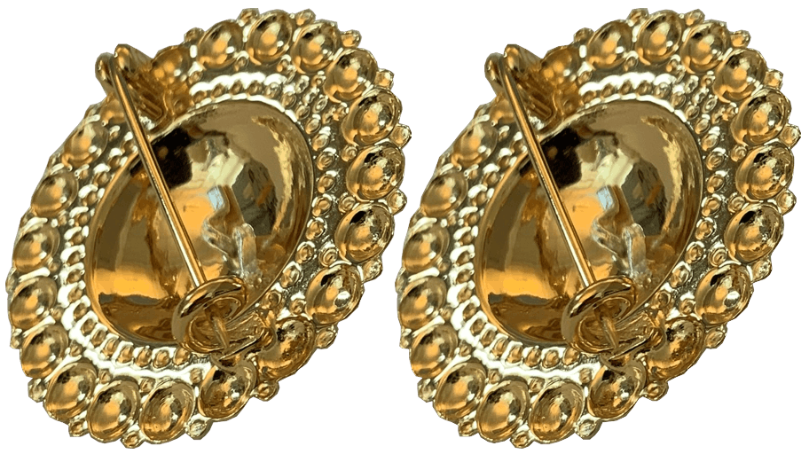 Borenåler 31 mm med raud stein, forgylt/kvit - Bilde 2