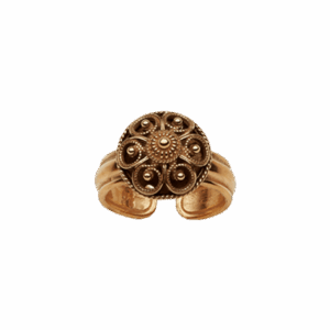 Bunadsring filigran med botn, oksidert