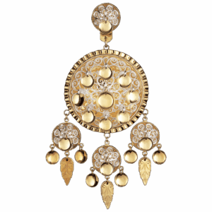 Dalar liten med lauv, forgylt/kvit