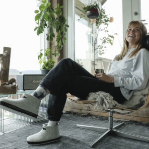 Grå tøfler i filt dame - den originale Haus tøffelen - Bilde 8