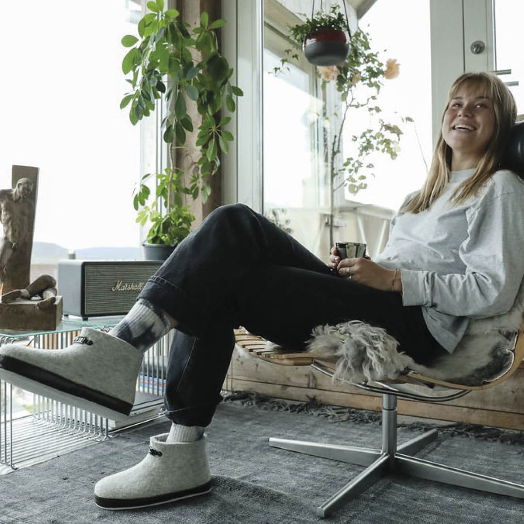 Grå tøfler i filt dame - den originale Haus tøffelen - Bilde 8