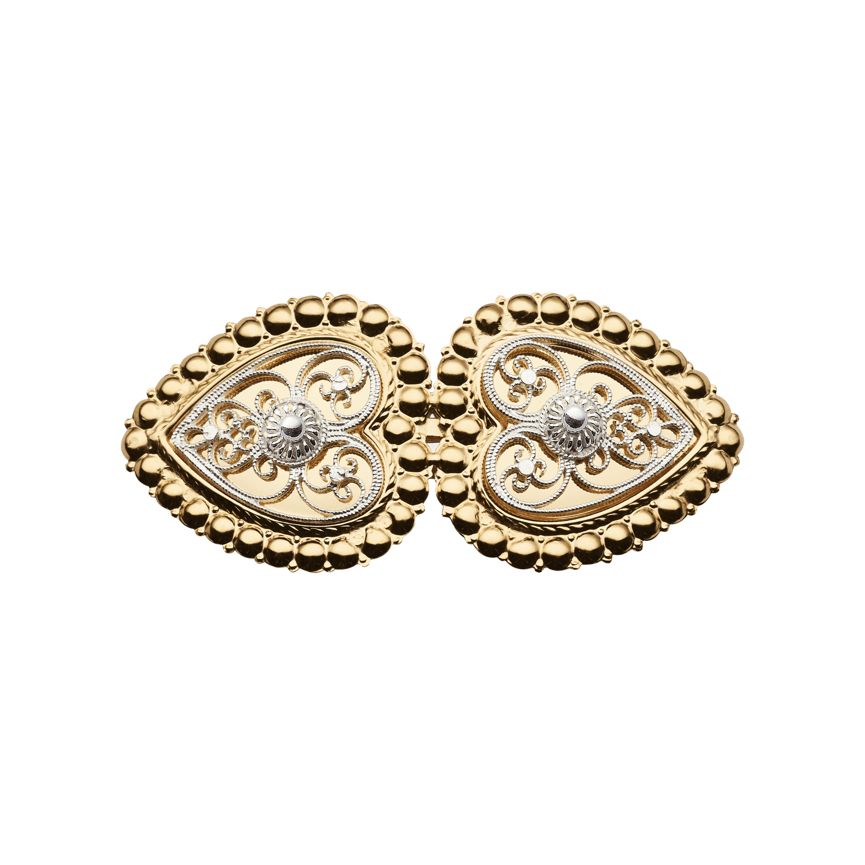 Hårspenne med perlekant og kruser, forgylt/kvit - Bilde 1