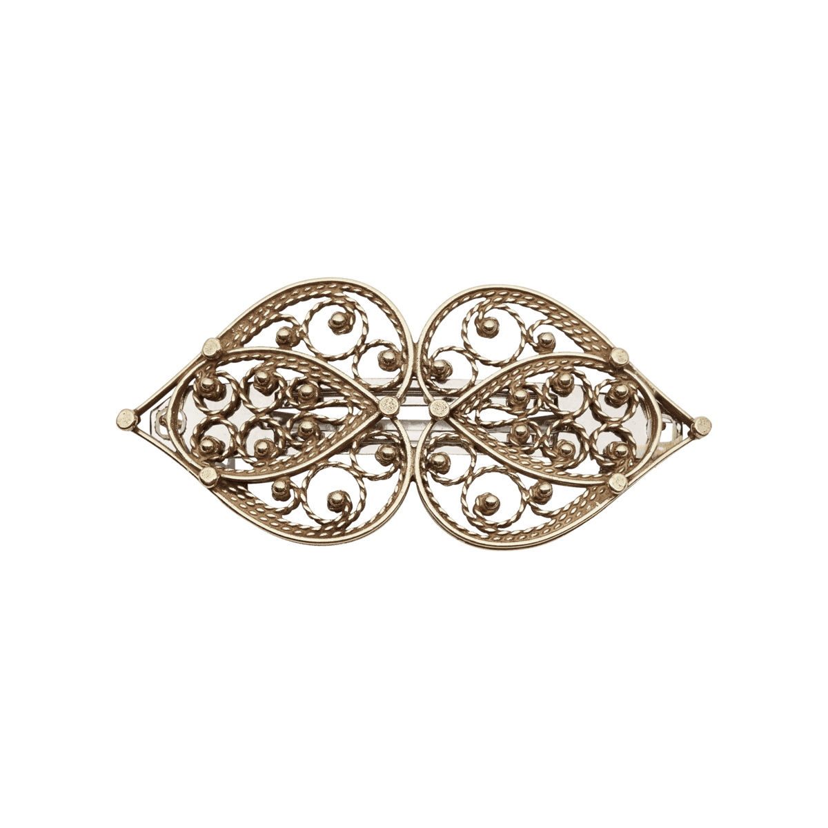 Hårspenne hjartefiligran, stort, gamalforgylt - Bilde 1