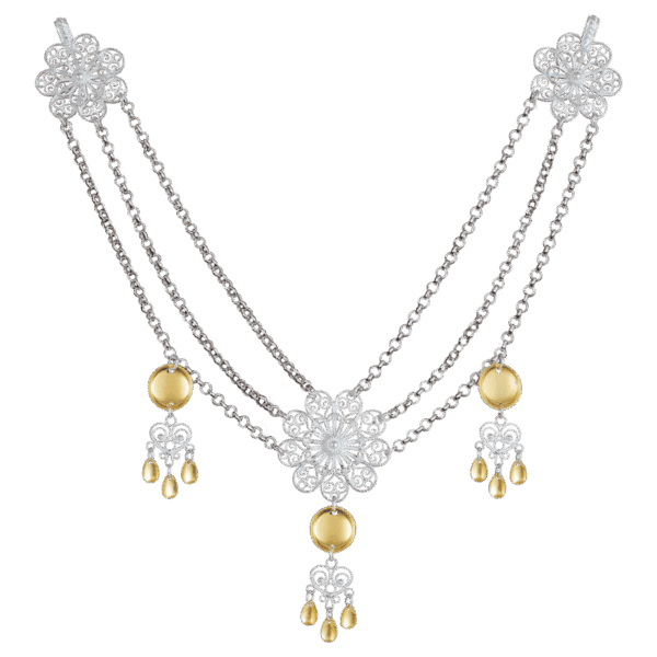 Kjede Hallingdal med 430 heng, kvit/forgylt